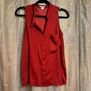 Helmut by Helmut Lang Burnt Orange Flowy Button Down Tank Top XS